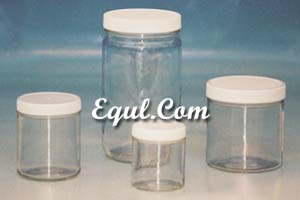 Straight-Sided Jars, Clear Glass, with Caps